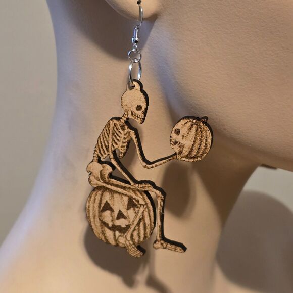 Laser Cut Skeleton Earrings - Picture 1 of 4
